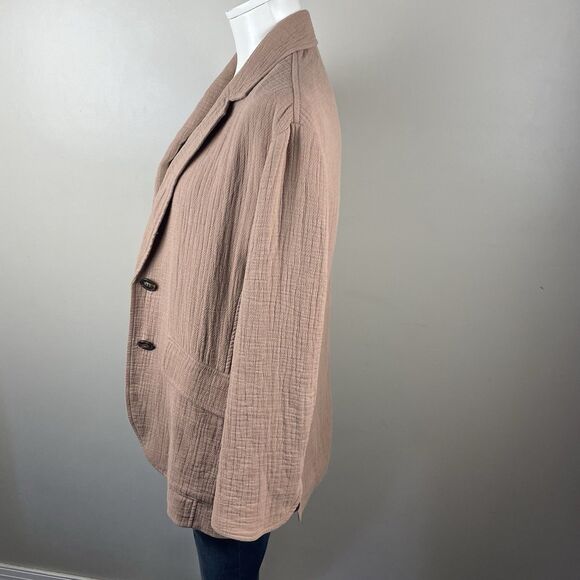 Madewell Size Small Boho Boxy Cotton-Linen Relaxed Larsen Blazer in Faded Earth - Picture 5 of 10